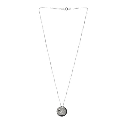 Tiffany Sterling Silver Letter C Disc Pendant Necklace 3 of 5