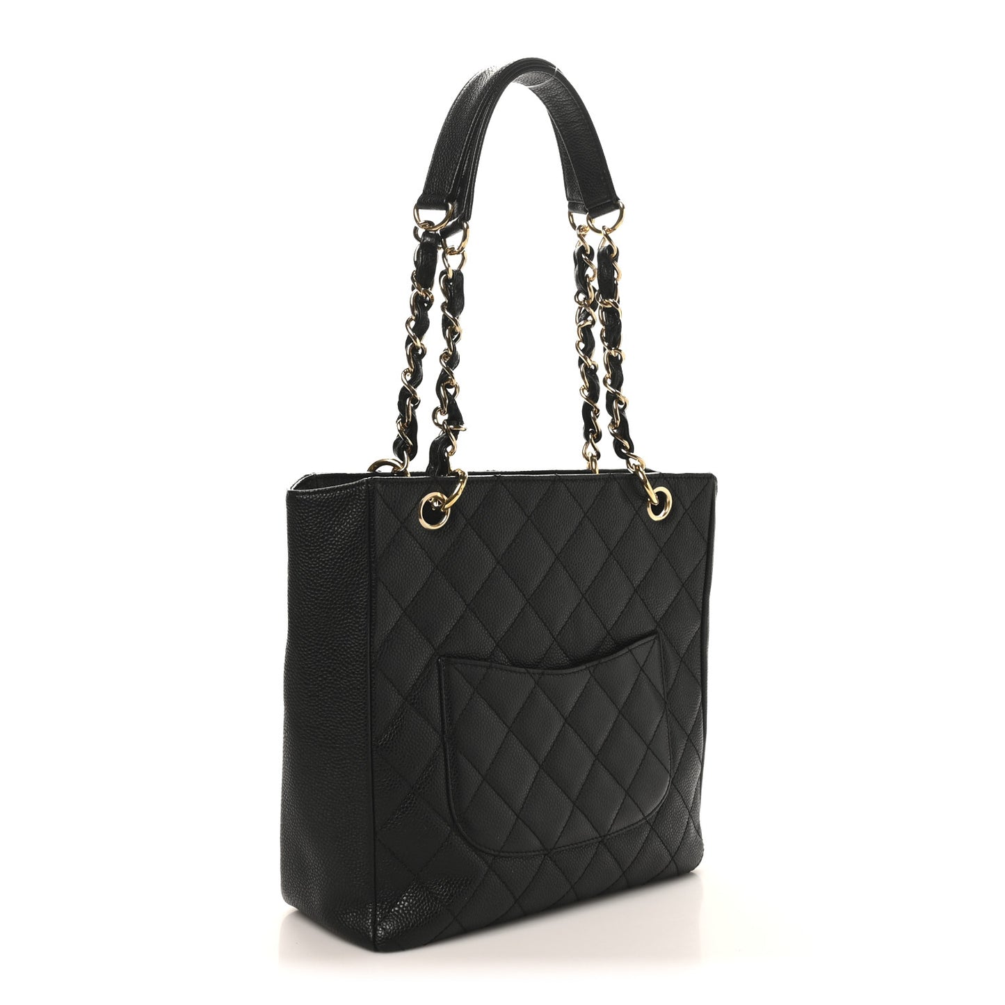 Caviar Quilted Petit Shopping Tote PST Black