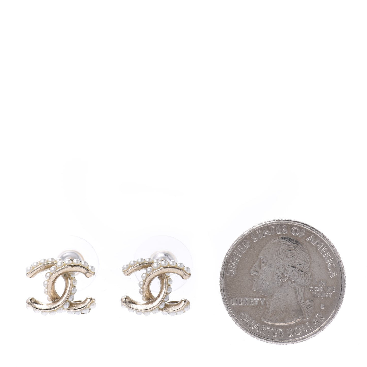 Pearl Twisted CC Earrings Light Gold White