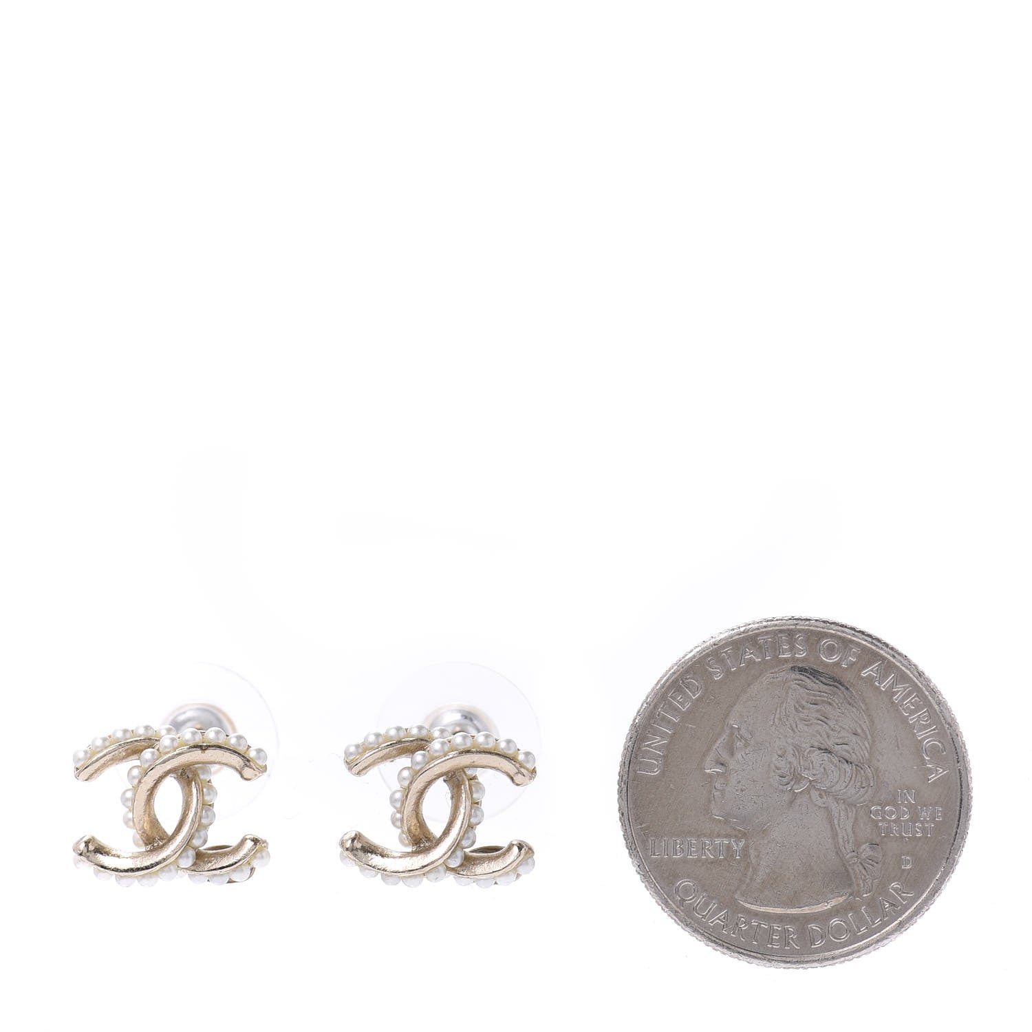 Chanel Pearl Twisted CC Earrings Light Gold White 2 of 4