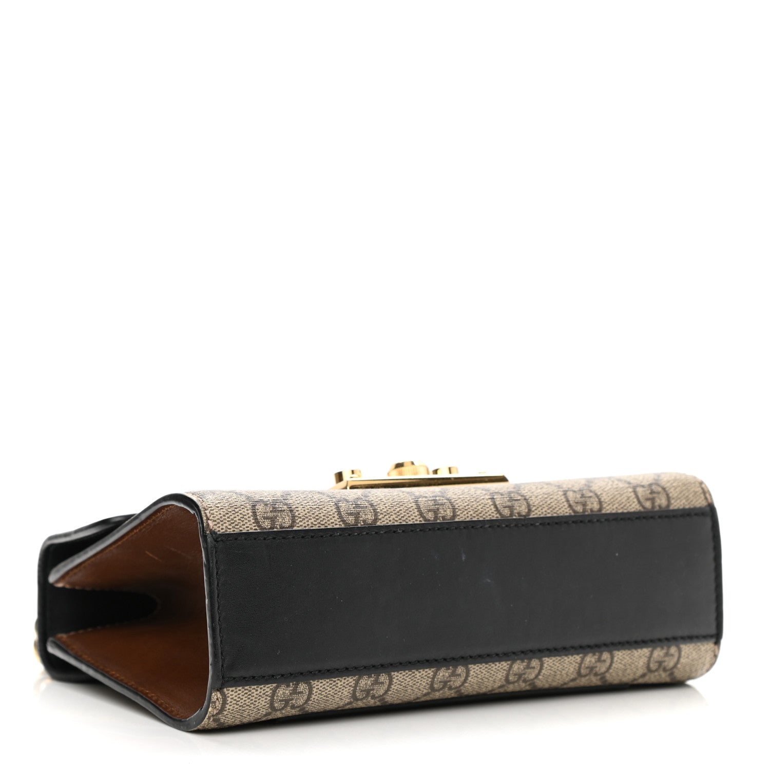 Gucci GG Supreme Monogram Calfskin Small Padlock Shoulder Bag Beige Black Cuir 4 of 14