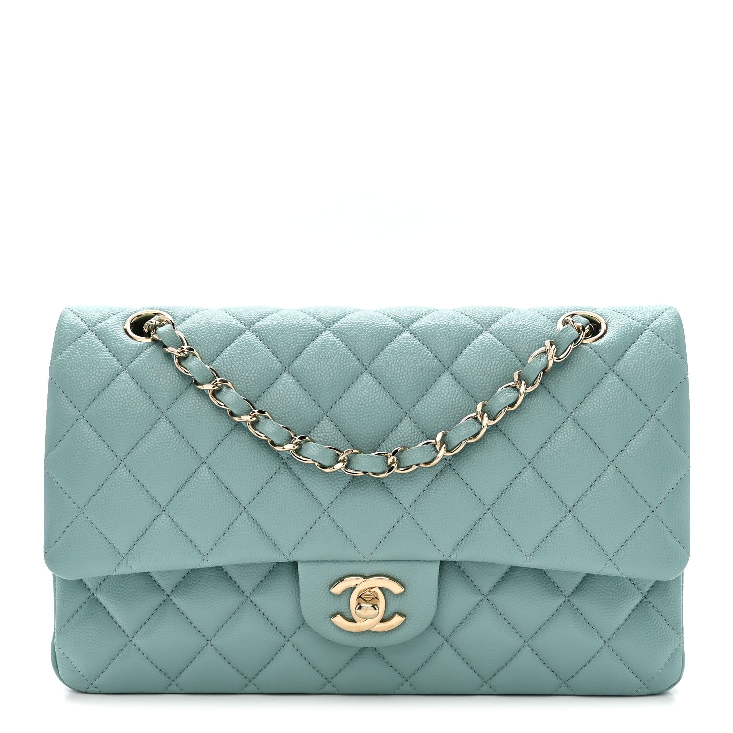 Chanel Caviar Quilted Medium Double Flap Light Blue 1 of 10