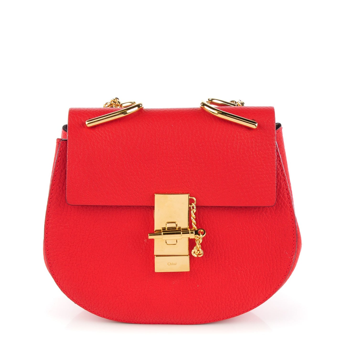 Grained Lambskin Mini Drew Shoulder Bag Plaid Red