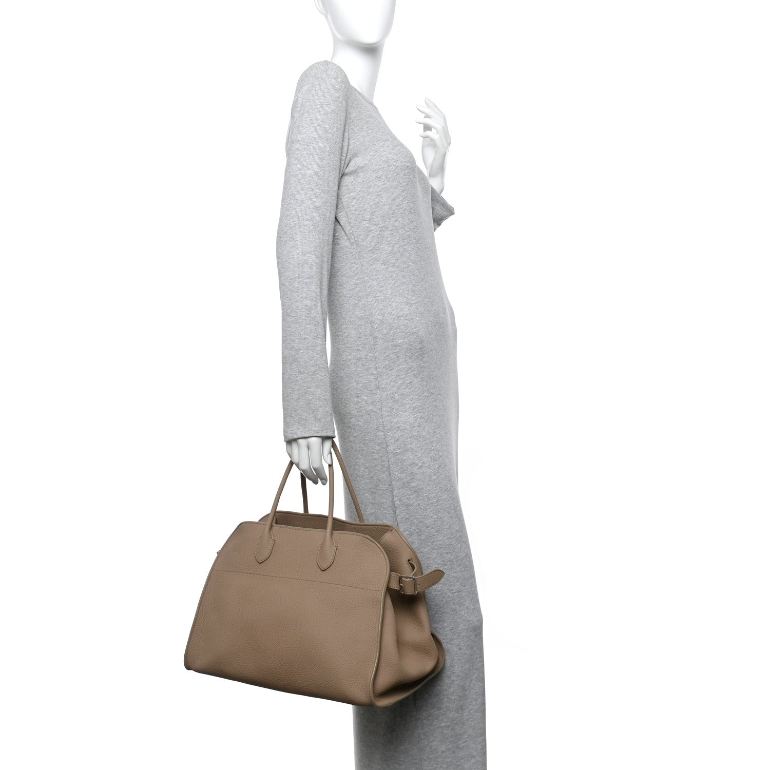 The Row Matte Grained Calfskin Soft Margaux 15 Dark Taupe 2 of 10