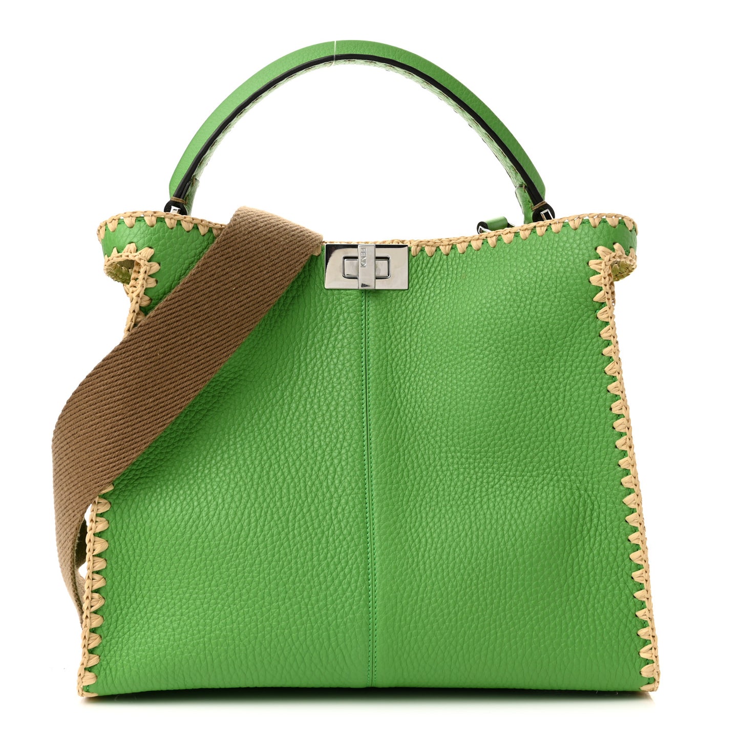 Cuoio Romano Selleria Raffia Bi-Color Woven Medium Peekaboo X-Lite Tomatillo Paglia