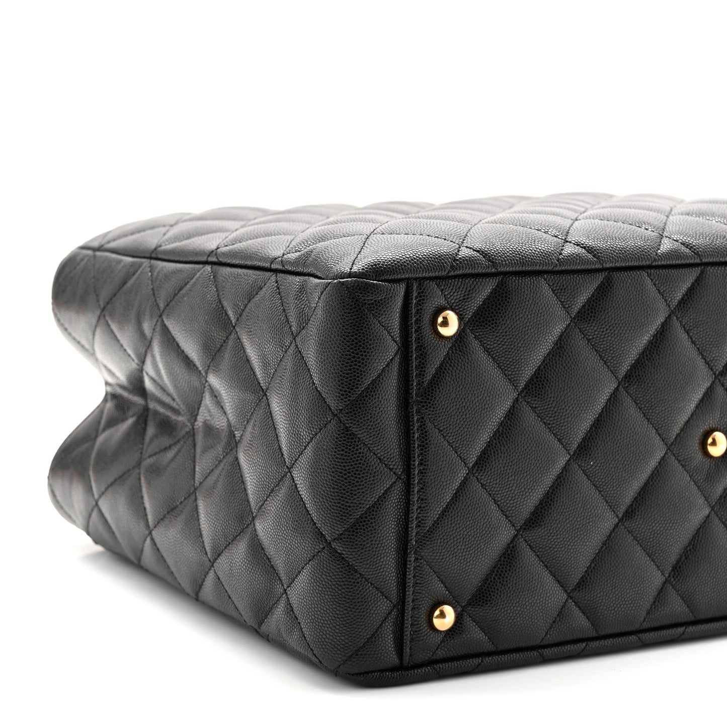 Caviar Quilted Small Shopping Tote Black