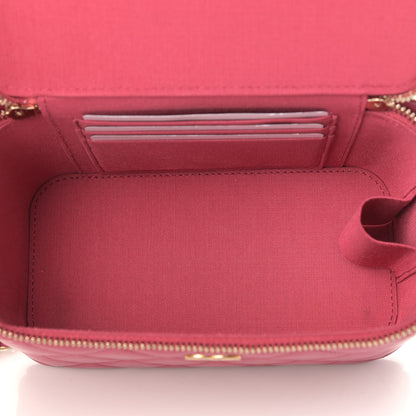 Chanel Lambskin Quilted Small Top Handle Vanity Case With Chain Dark Pink 5 of 10