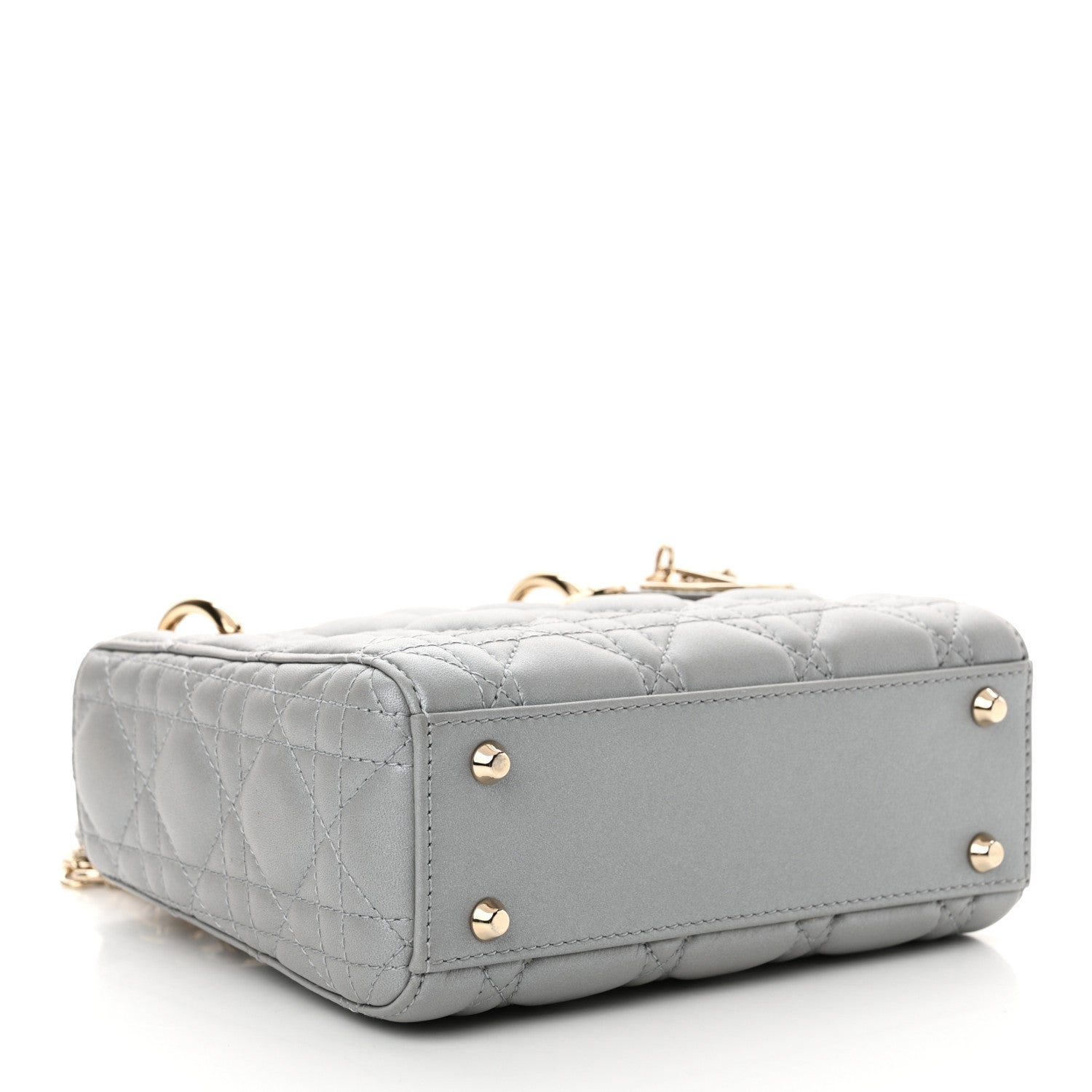 Christian Dior Metallic Lambskin Cannage Mini Lady Dior Grey 4 of 12