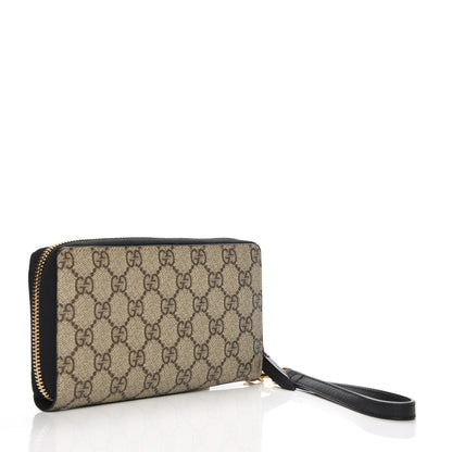 Gucci GG Supreme Monogram Zip Around Wallet Wristlet Black 3 of 7