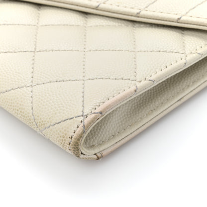 Saint Laurent Grain De Poudre Textured Mixed Matelasse Triquilt Monogram Clutch Blanc Vintage 16 of 19