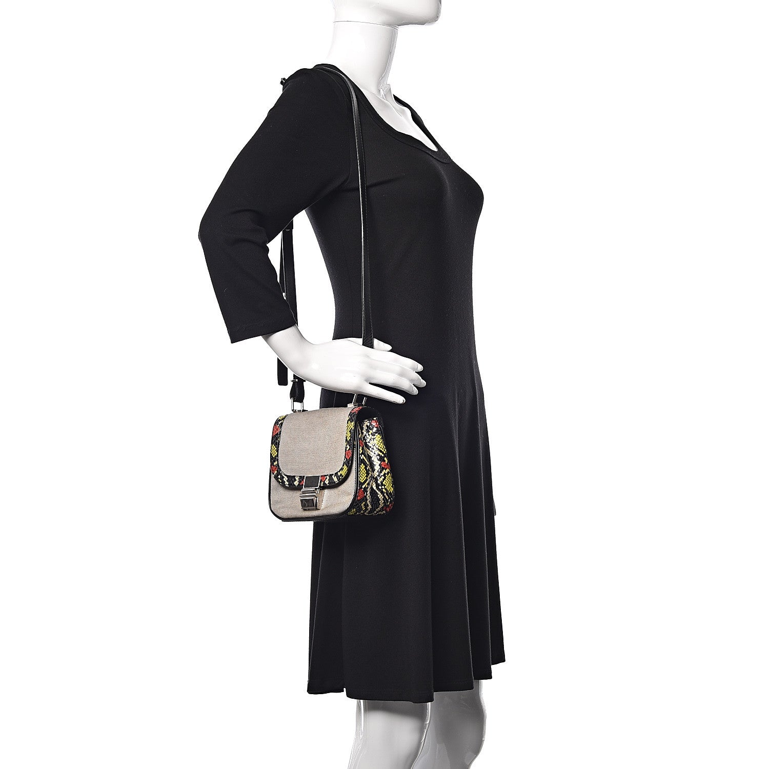 Proenza Schouler Canvas Ayers Calfskin Tiny Kent Shoulder Bag Black White 2 of 11