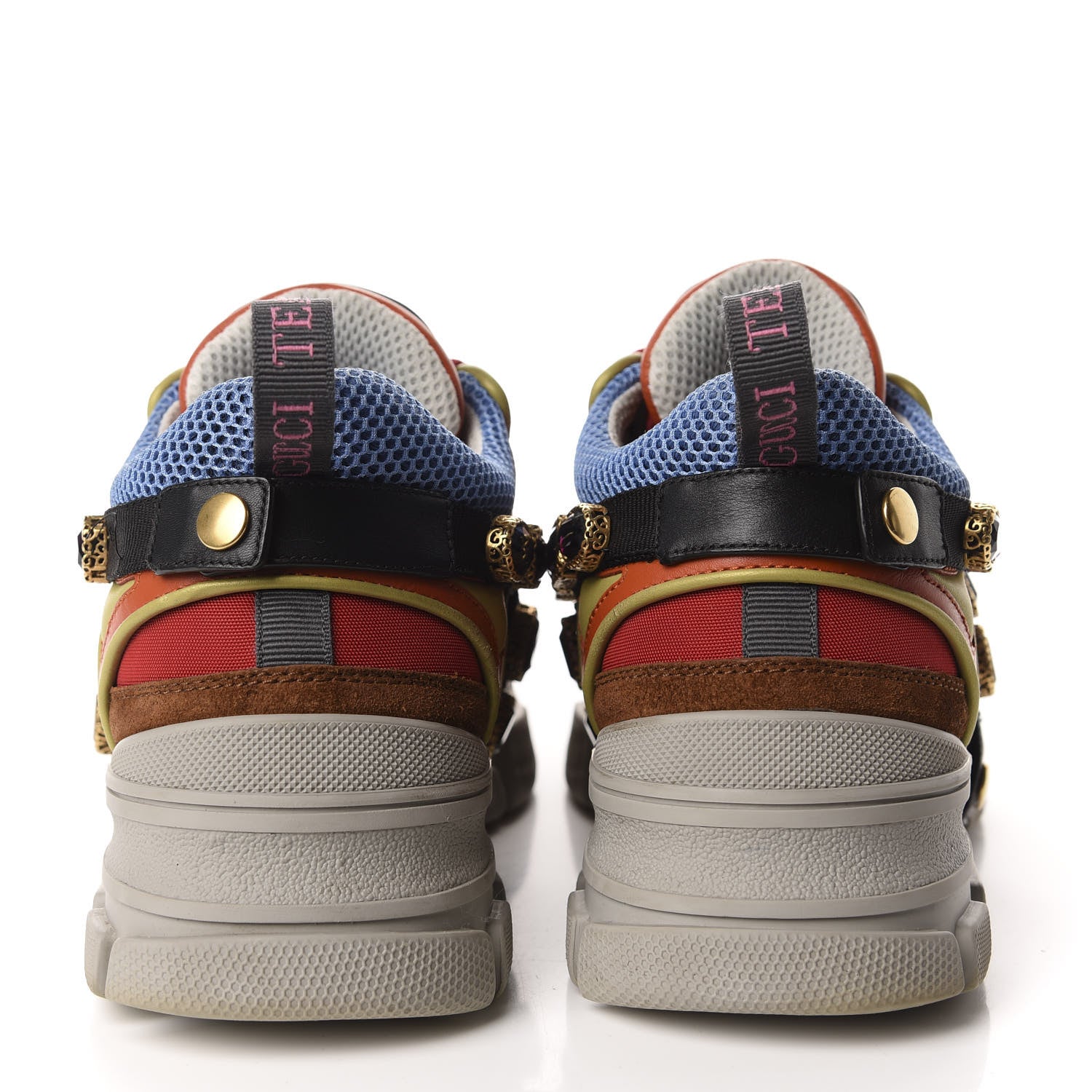Gucci X SEGA Technical Canvas Calfskin Removable Crystals Mens Flashtrek Sneakers 7 Multicolor 5 of 13