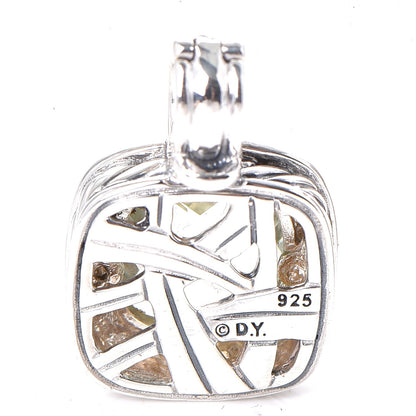 David Yurman Sterling Silver Diamond Prasiolite 11mm Albion Enhancer Pendant 3 of 3