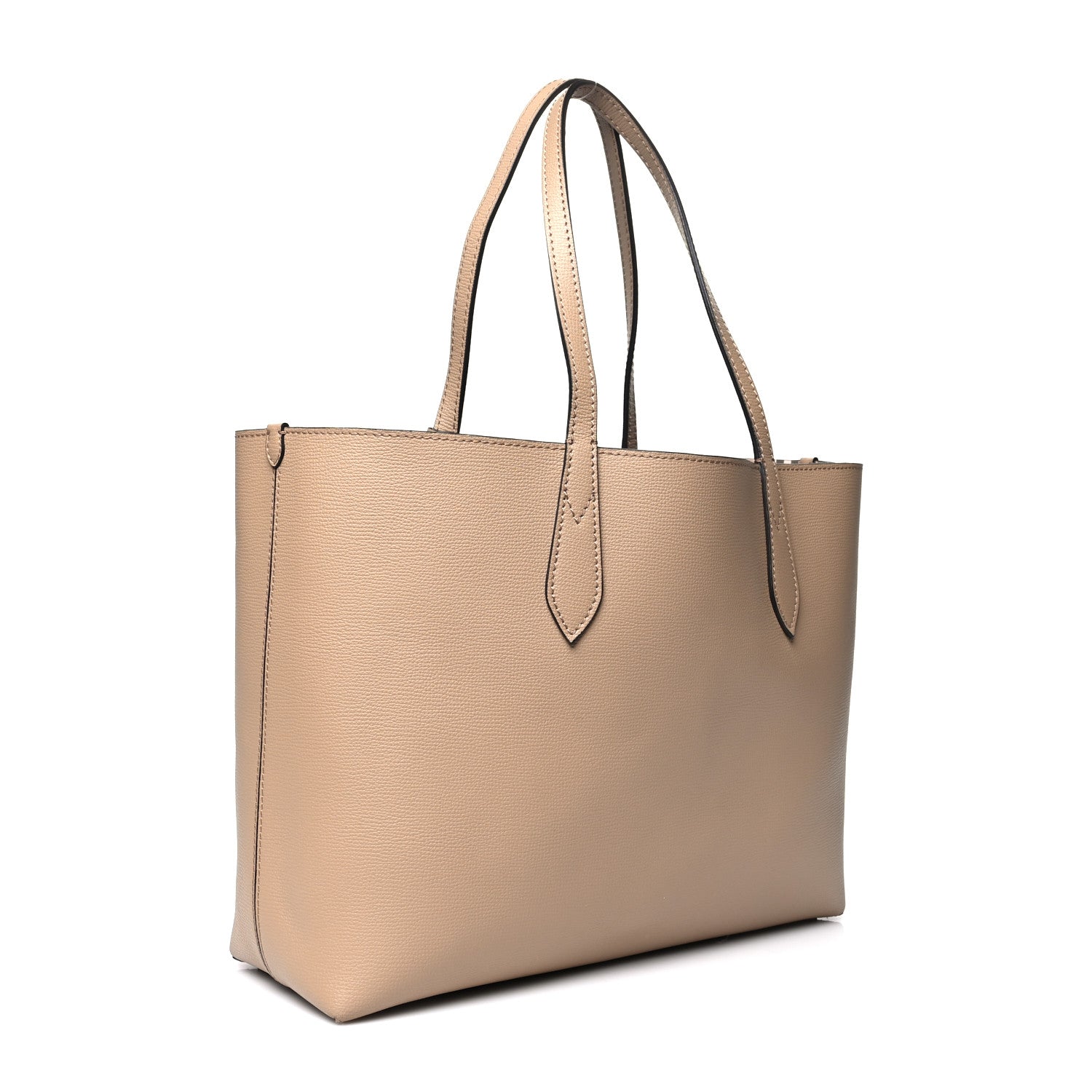 Burberry Grainy Calfskin Haymarket Check Medium Reversible Tote Camel 13 of 14