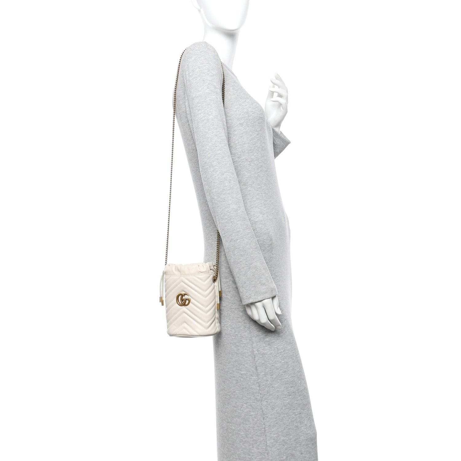 Gucci Calfskin Matelasse Mini GG Marmont 2.0 Bucket Bag White 2 of 12