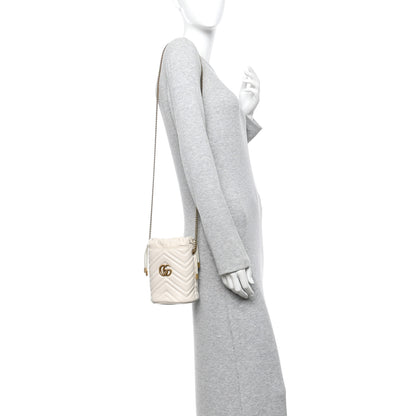 Gucci Calfskin Matelasse Mini GG Marmont 2.0 Bucket Bag White 2 of 12