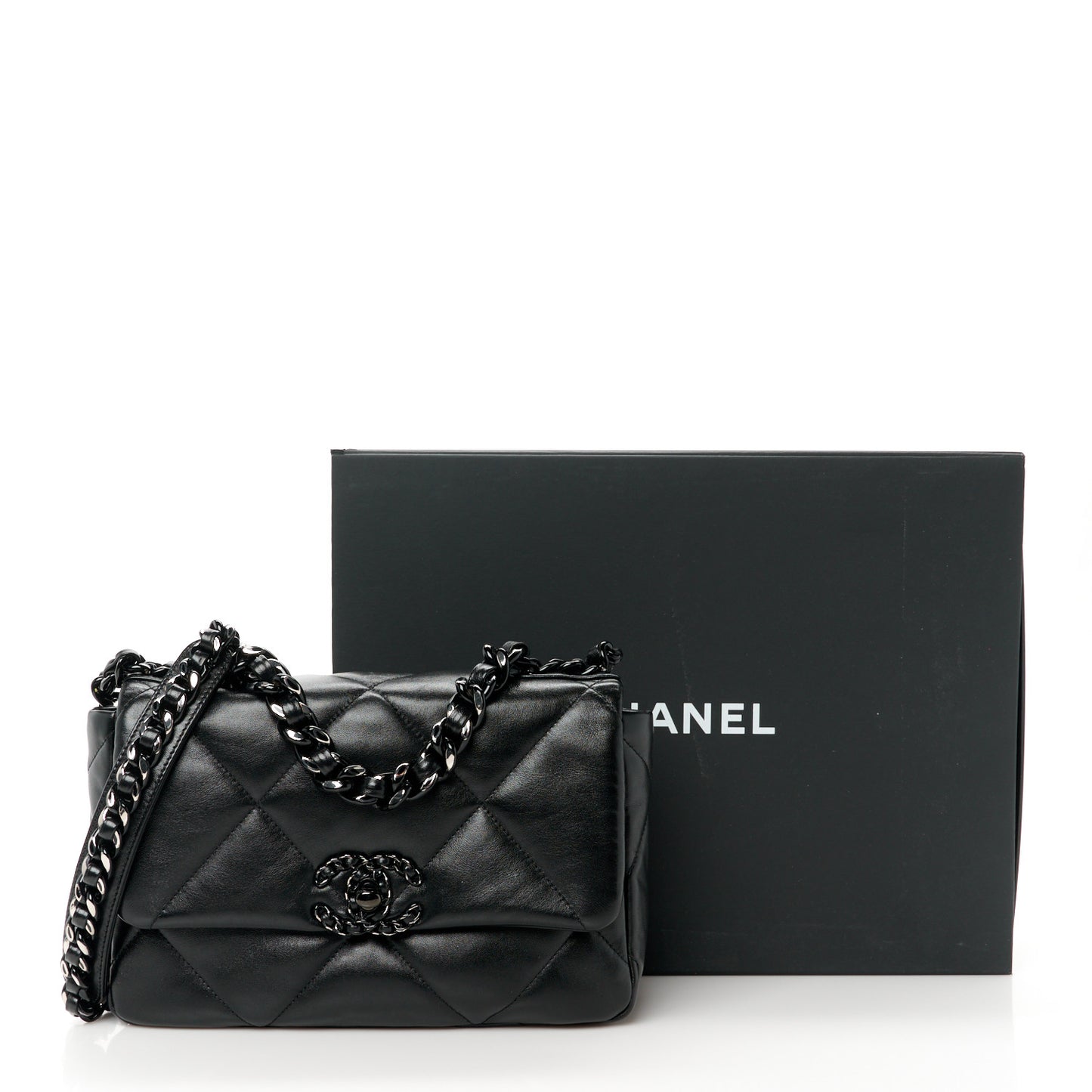 Goatskin Quilted Medium Chanel 19 Flap So Black