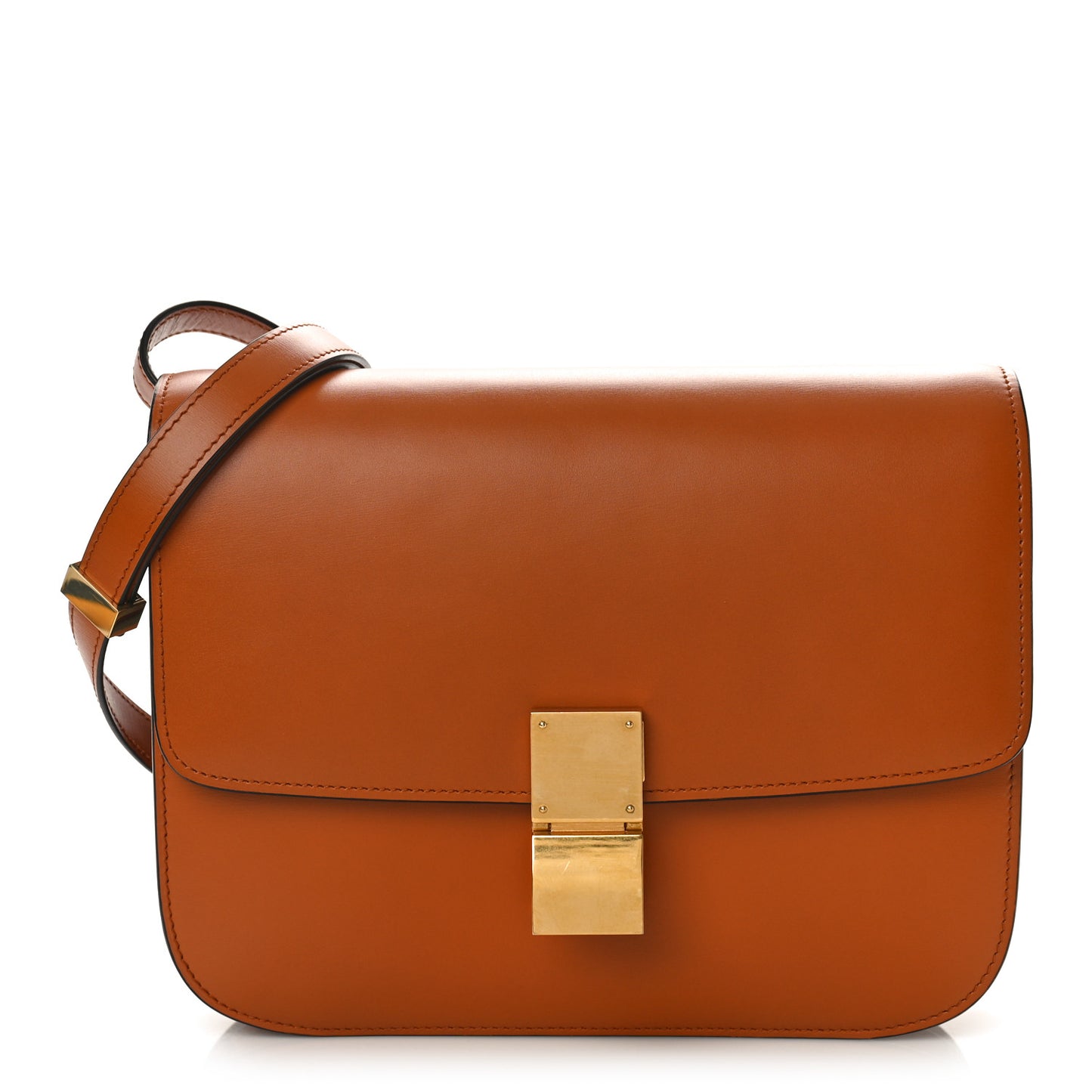 Box Calfskin Medium Classic Box Flap Bag Tawny