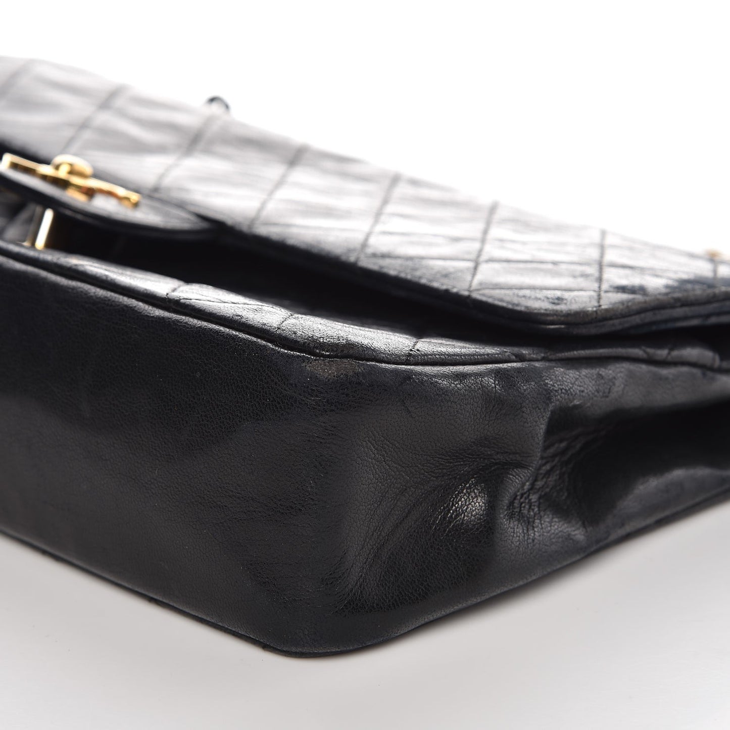 Lambskin Quilted Medium Double Flap Black