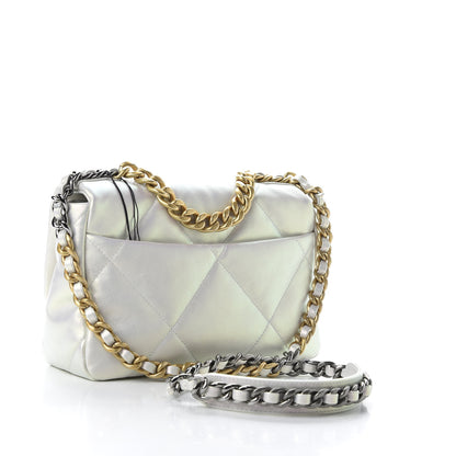 Chanel Iridescent Calfskin Quilted Medium 19 Flap White 3 of 12