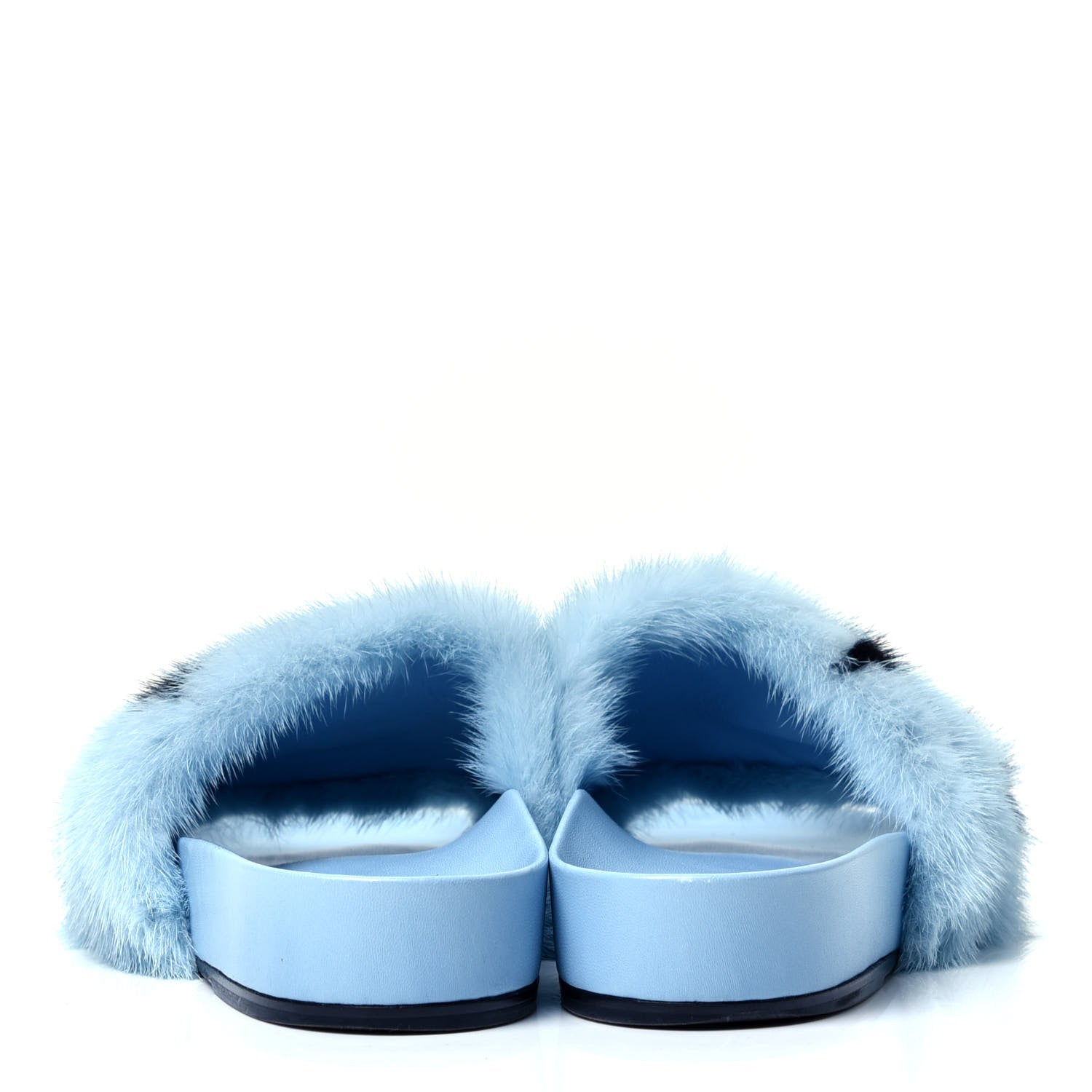 Louis Vuitton Mink Fur Bom Dia Flat Mules 37 Blue 4 of 5