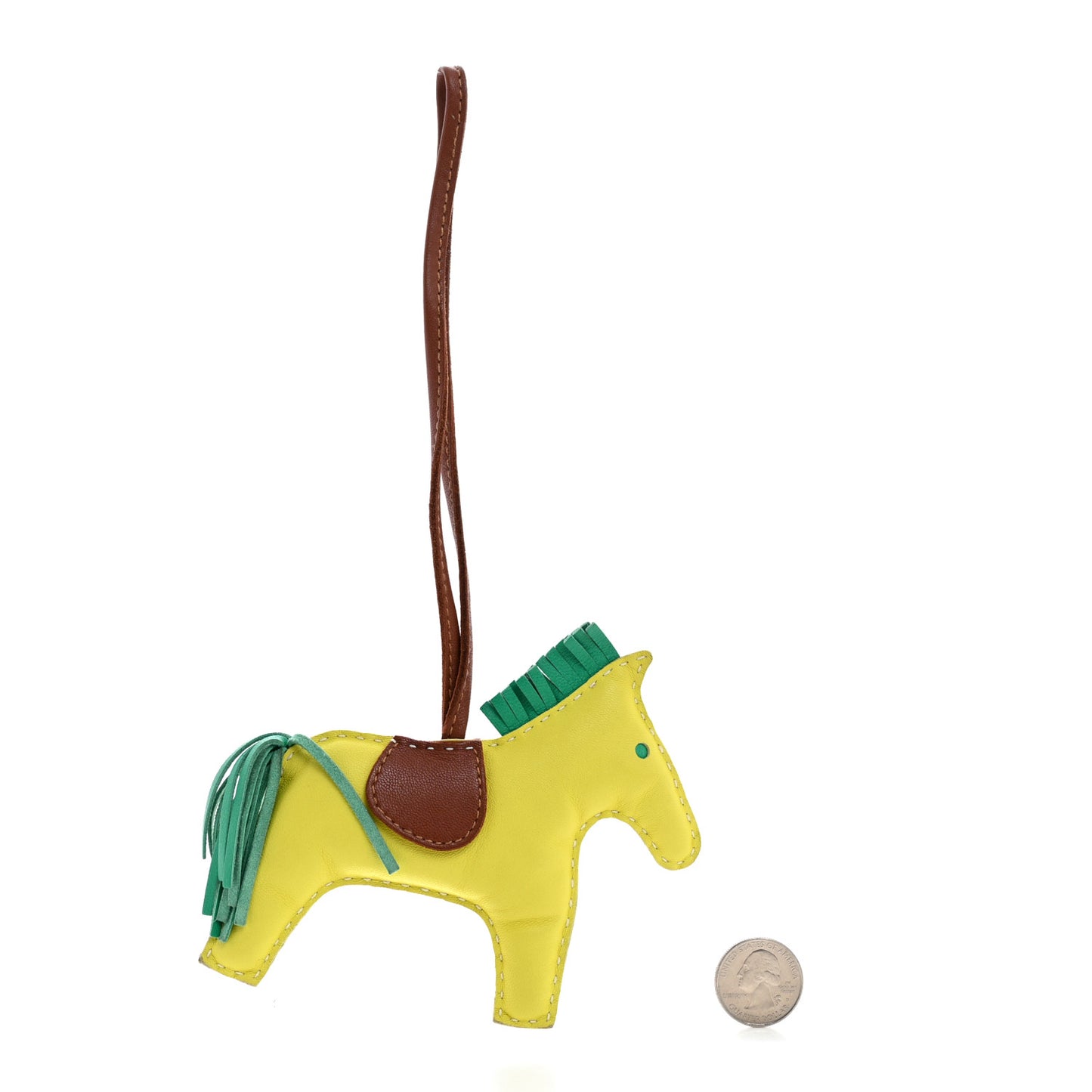 Milo Lambskin Grigri Rodeo Horse Bag Charm MM Lime Menthe Fauve