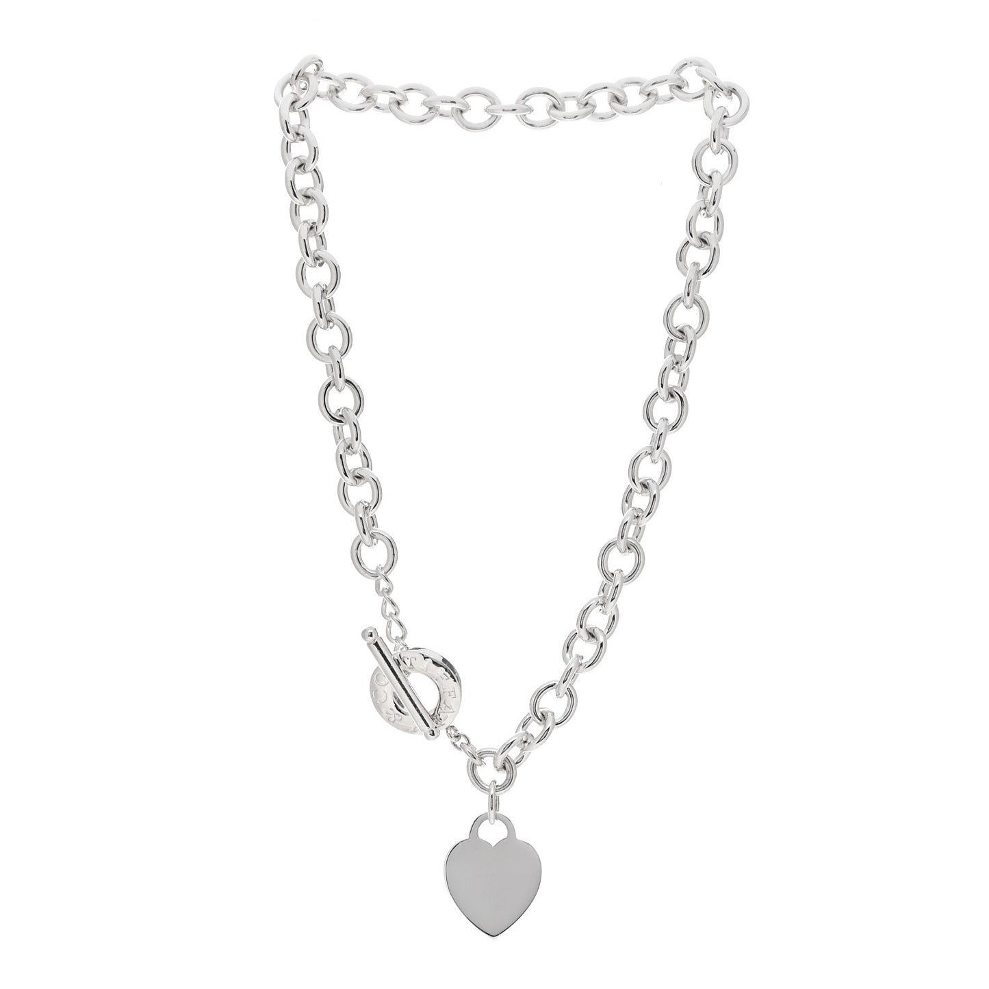 Sterling Silver Heart Tag Toggle Necklace