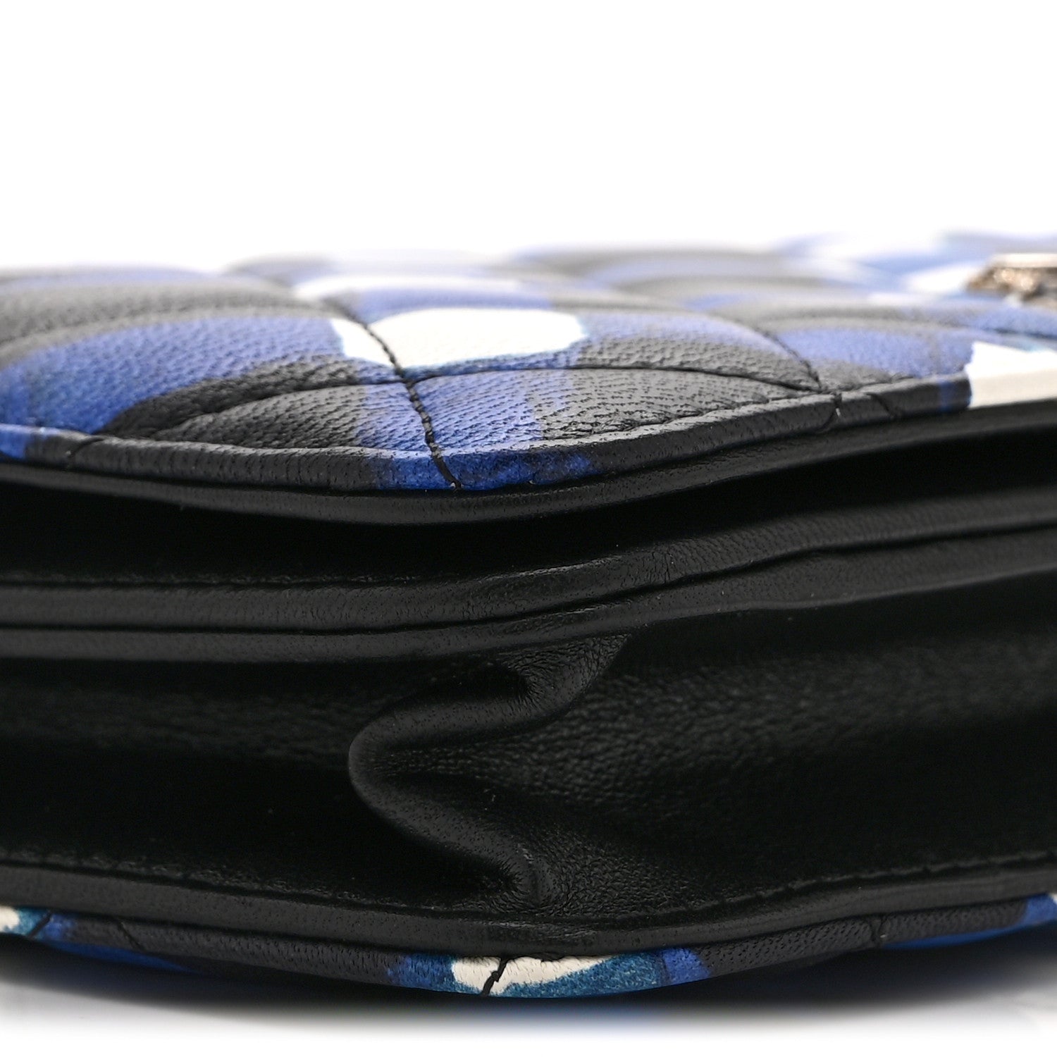 Chanel Printed Lambskin Airlines Wallet On Chain WOC White Blue Black 12 of 13