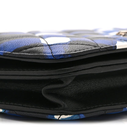 Chanel Printed Lambskin Airlines Wallet On Chain WOC White Blue Black 12 of 13