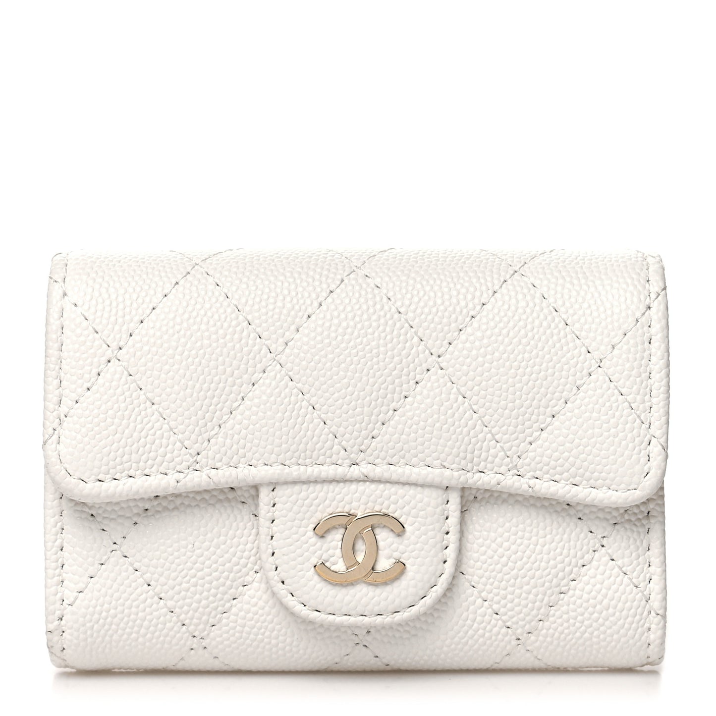 Caviar Quilted Classic 4 Key Holder Wallet White