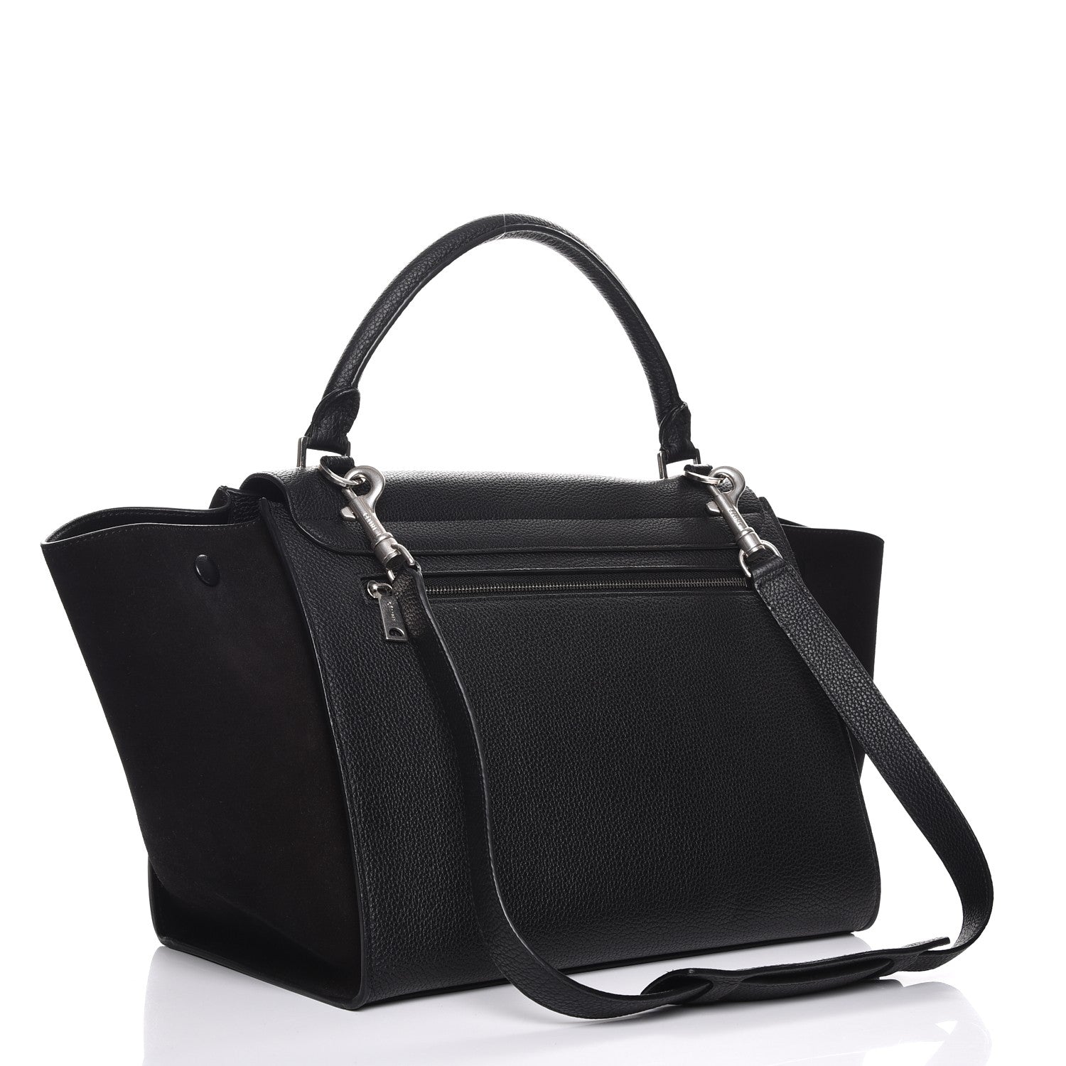 Celine Drummed Calfskin Suede Medium Trapeze Black 4 of 9