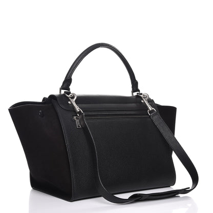 Celine Drummed Calfskin Suede Medium Trapeze Black 4 of 9