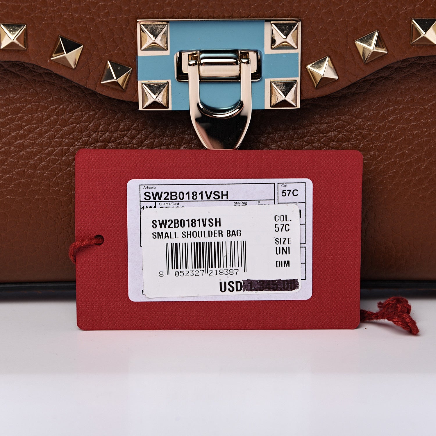 Valentino Garavani Pebbled Calfskin Medium Rockstud Flip Lock Crossbody Bag Saddle Brown 9 of 9