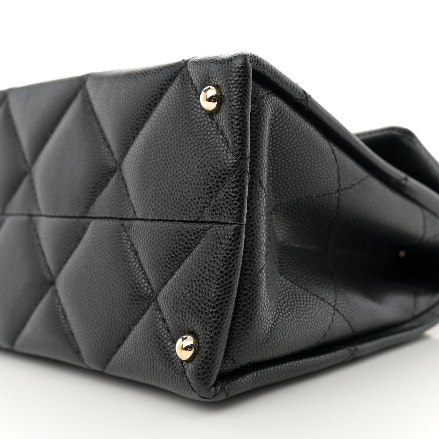 Caviar Quilted Mini Retro Twist Top Handle Flap Black