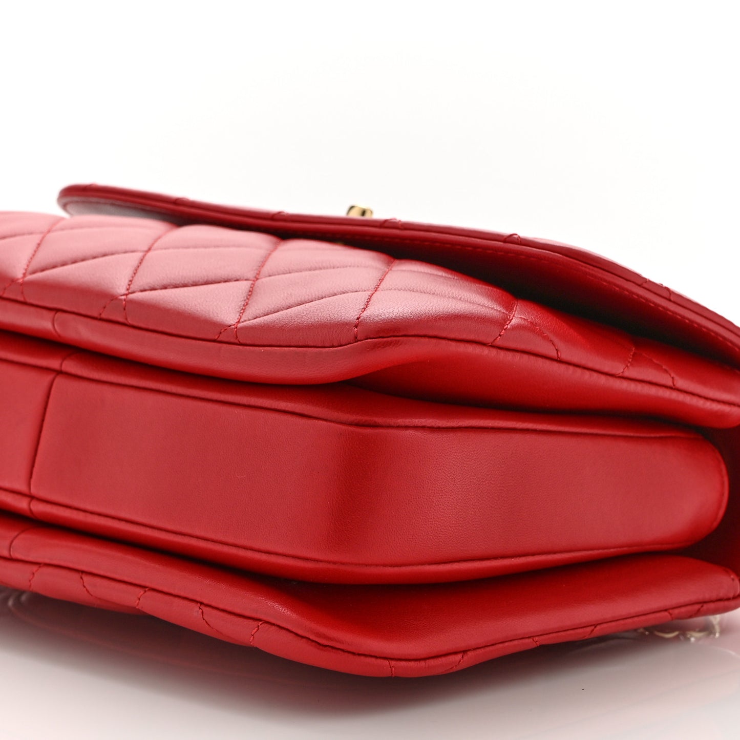 Lambskin Quilted Small Trendy CC Flap Dual Handle Bag Red