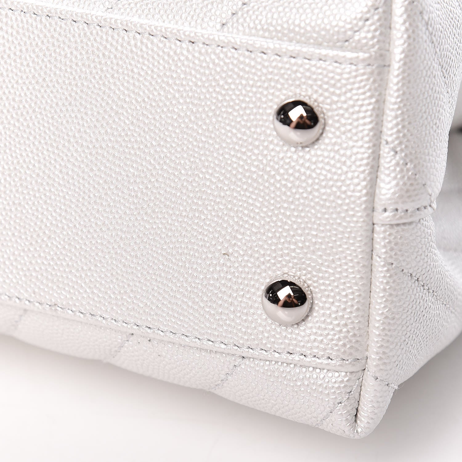 Chanel Iridescent Caviar Chevron Quilted Mini Coco Handle Flap White 10 of 11
