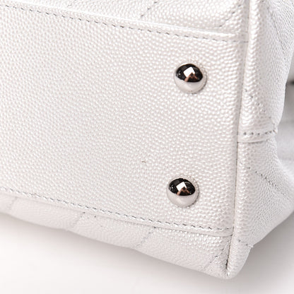 Chanel Iridescent Caviar Chevron Quilted Mini Coco Handle Flap White 10 of 11