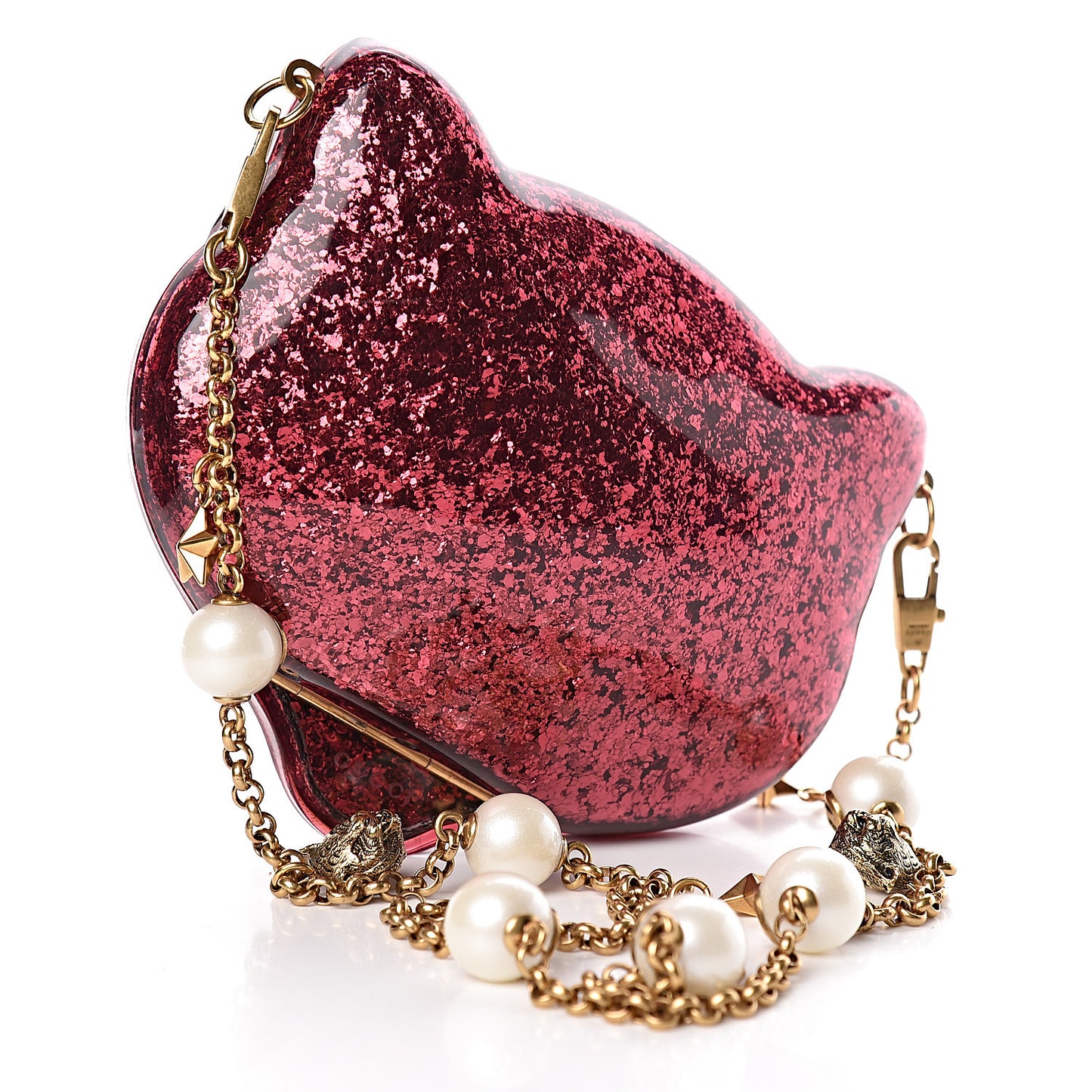 Glitter Plexiglass Kitty Clutch Red