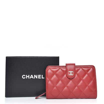 Chanel Lambskin Quilted Zipped Pocket Wallet Red 11 of 11
