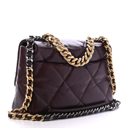 Chanel Shiny Goatskin Quilted Large Chanel 19 Flap Burgundy 2 of 4