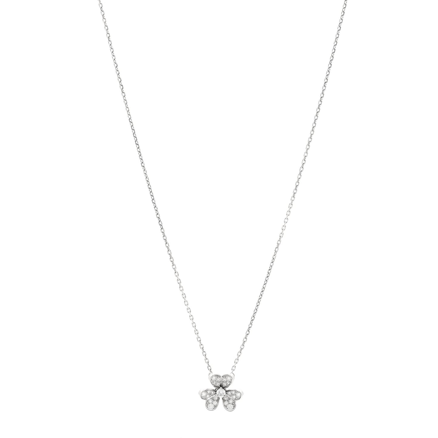 18K White Gold Diamond Mini Frivole Pendant Pave Necklace