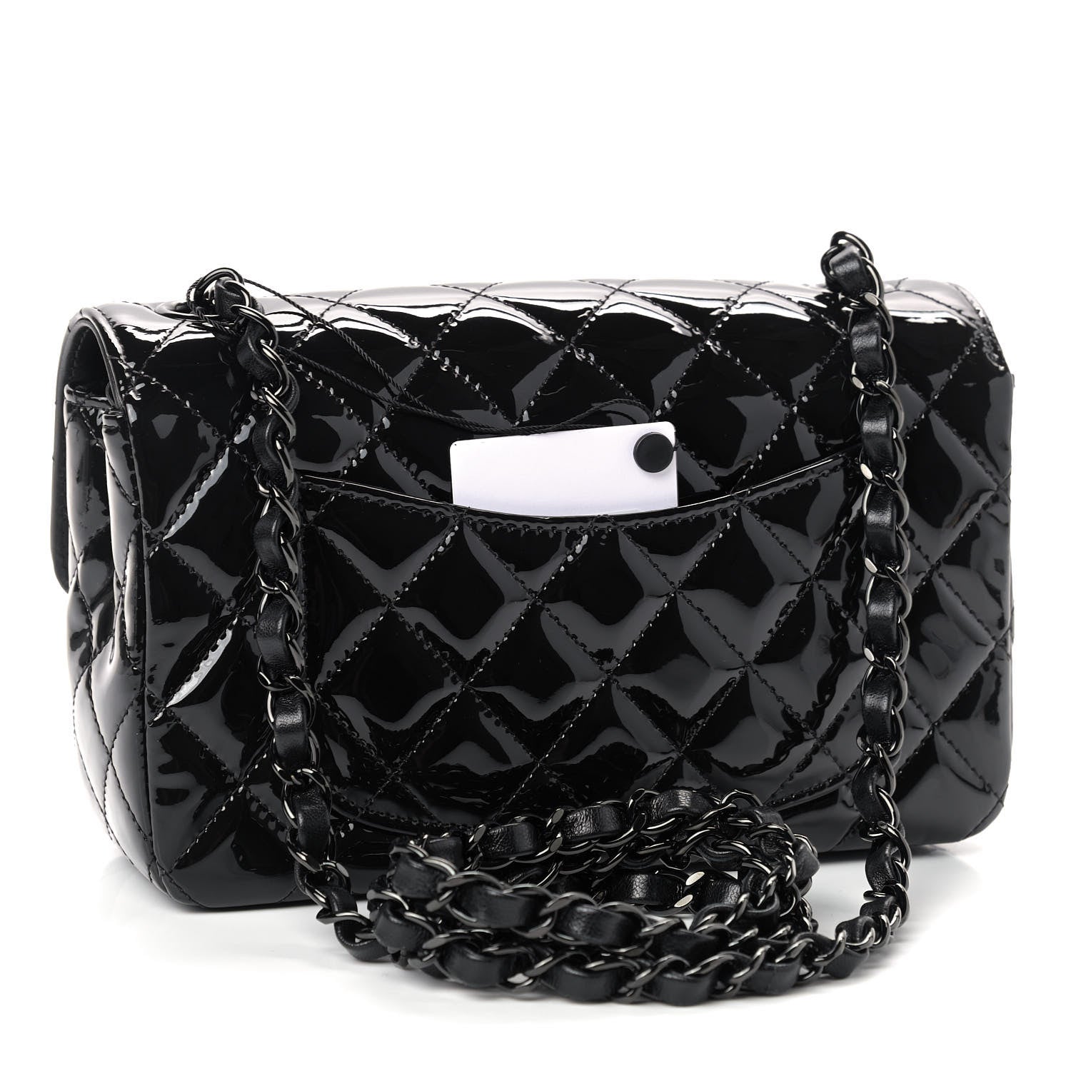 Chanel Patent Calfskin Quilted Mini Rectangular Flap So Black 2 of 8