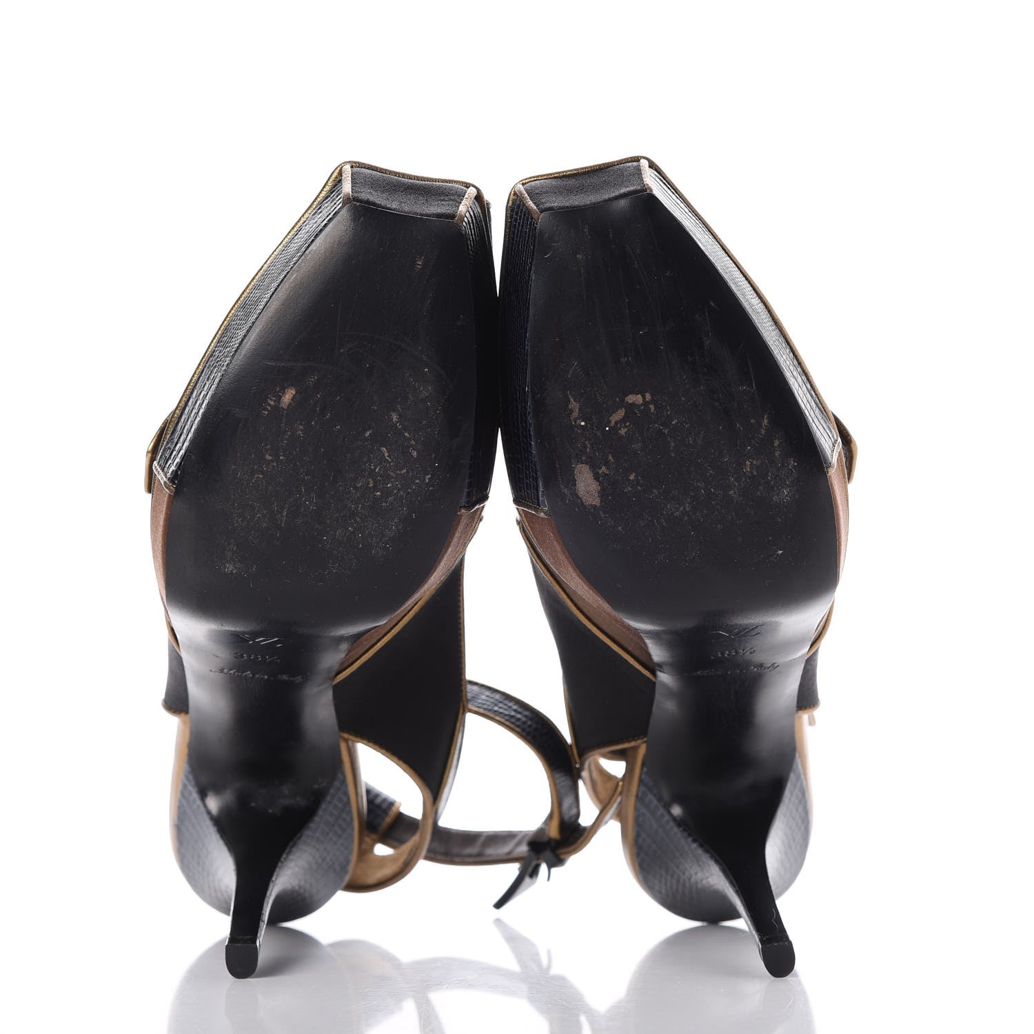 Louis Vuitton Lizard Suede Satin Sugar Platform Slingbacks 38.5 Black Brown 7 of 10