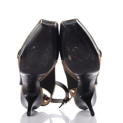 Louis Vuitton Lizard Suede Satin Sugar Platform Slingbacks 38.5 Black Brown 7 of 10