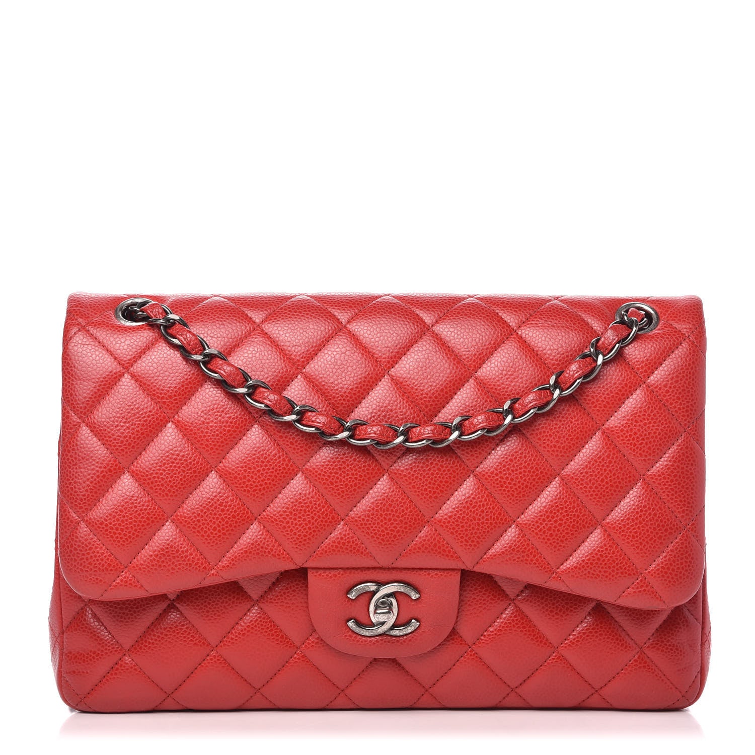 Chanel Caviar Quilted Jumbo Double Flap Red 1 of 12