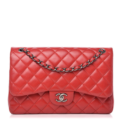 Chanel Caviar Quilted Jumbo Double Flap Red 1 of 12