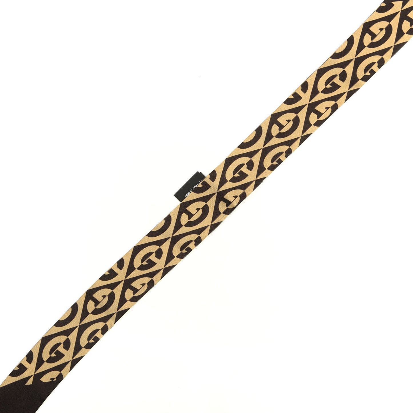 Silk G Rhombus Neck Bow Scarf Beige Brown