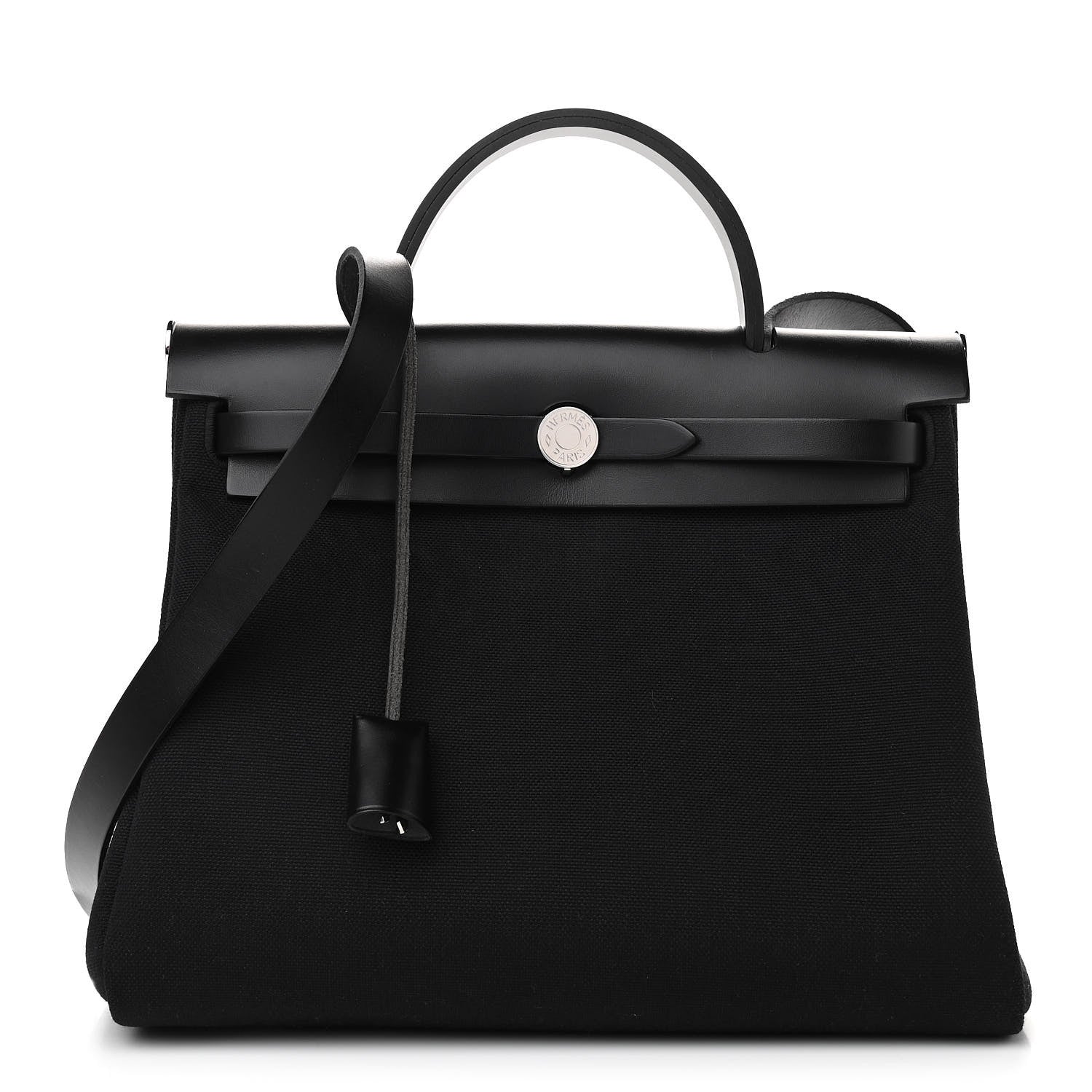 Hermes Military Toile Vache Hunter Herbag Zip Retourne 31 PM Black 3 of 11