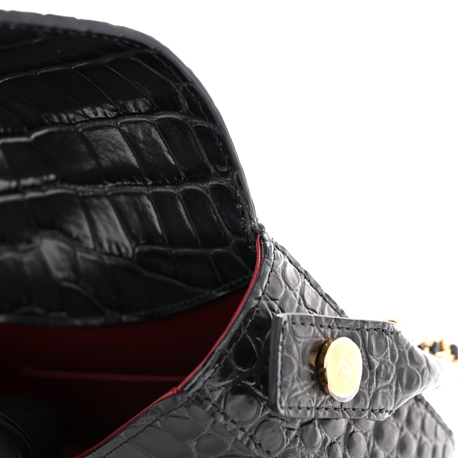 Chanel Calfskin Crocodile Embossed Turn Around Mini Flap Dark Grey 11 of 12