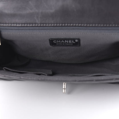 Chanel Lambskin Chevron Quilted Large Surpique Flap Dark Grey 5 of 11